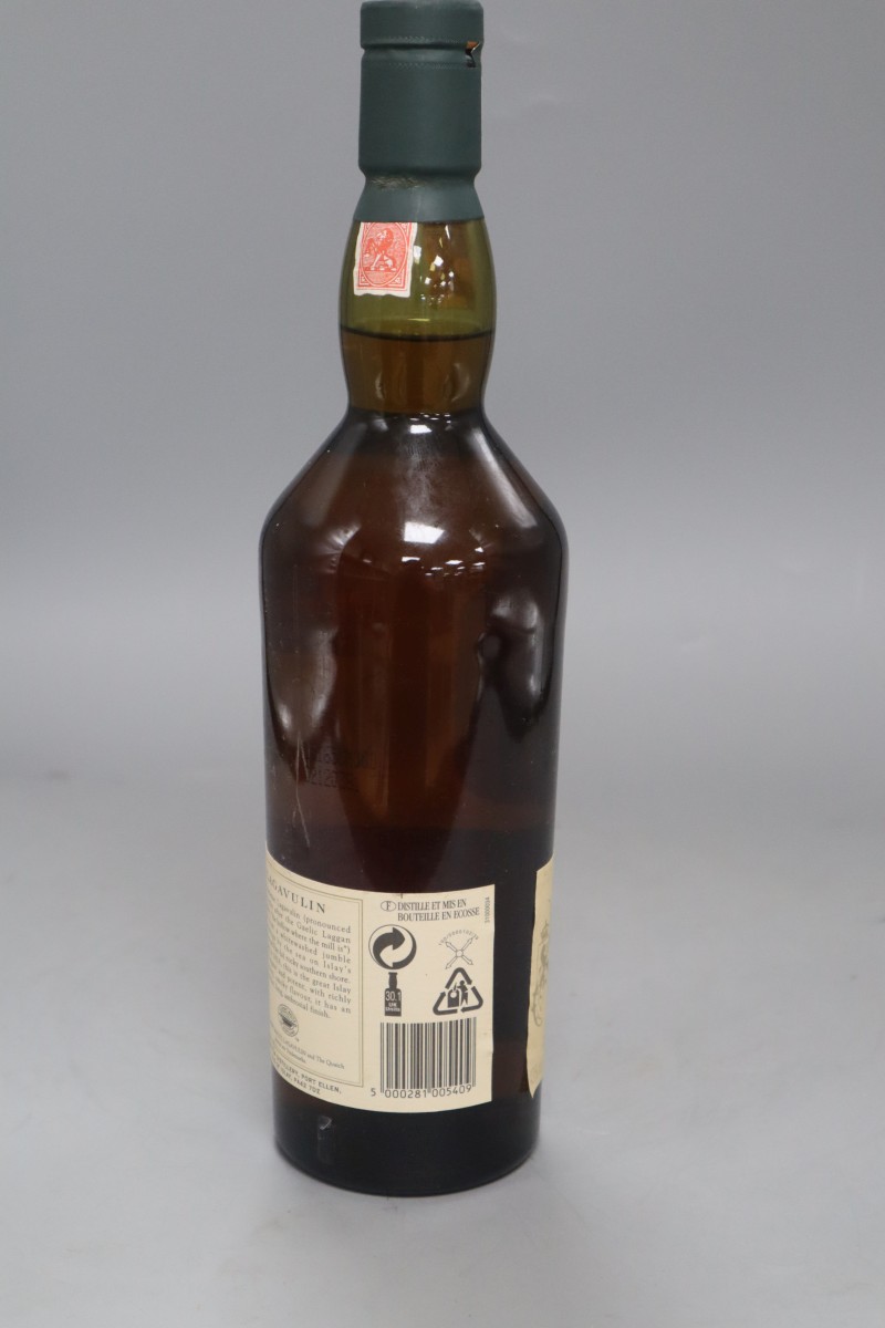 A bottle of Lagavulin 16 year old malt whisky